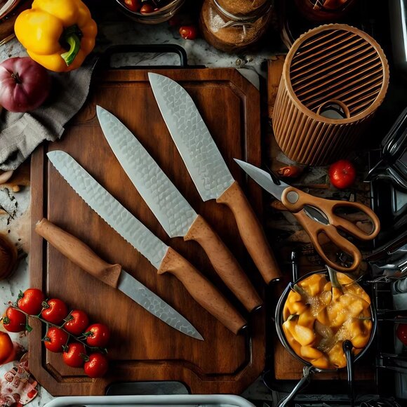 Stainless Steel Kitchen Knives Kitchen Knife Wood Grain (1 Pack(Any Color) - Picture 12 of 16